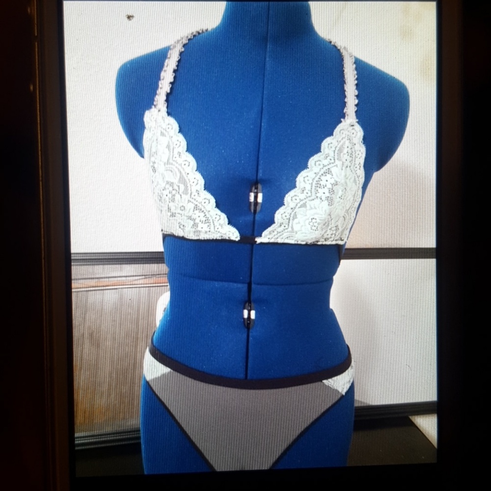 handmade lace bralette and thong set